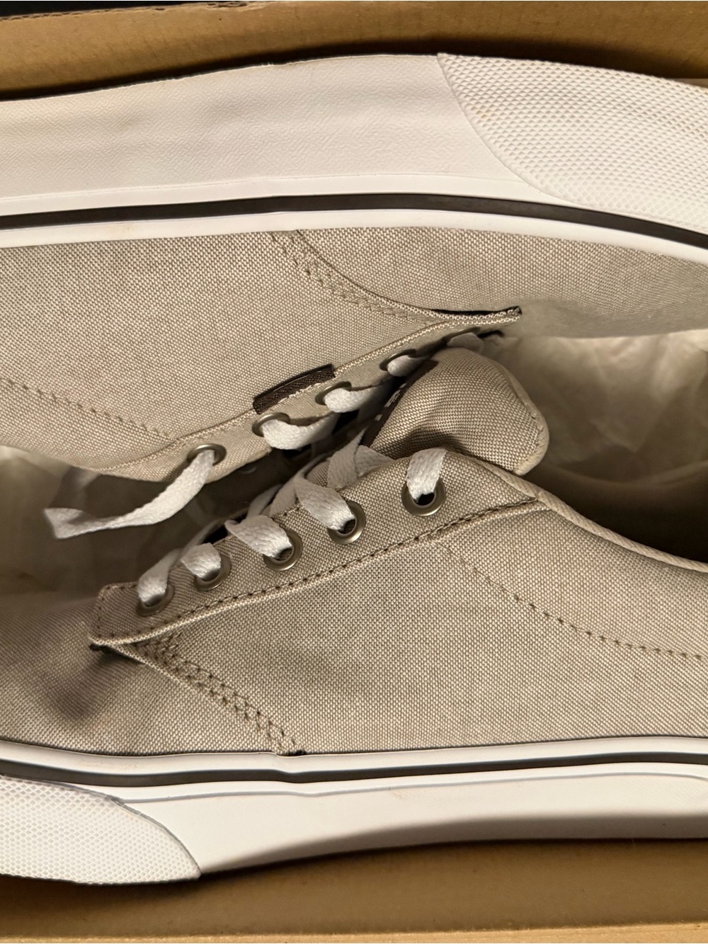 Vans Low-Top Canvas Sneakers in Beige and White